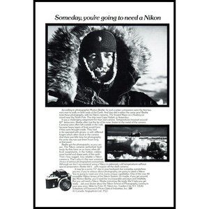 1974 Nikon Film SLR Camera Arctic Expedition Vintage Print Ad Parka Ice Breaker